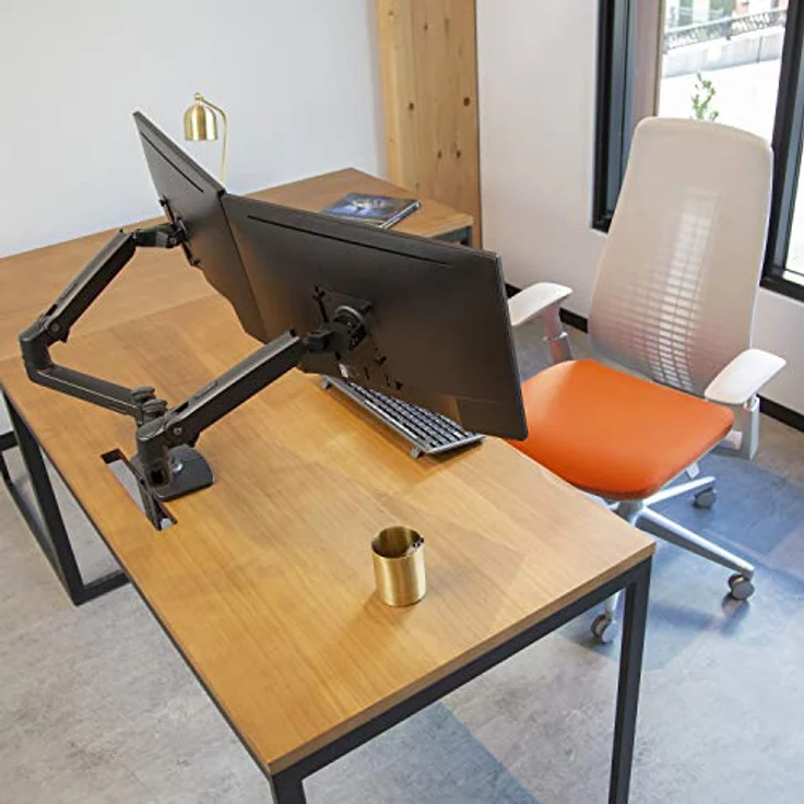 ERGOTRON LX Dual Monitor Arm in Schwarz - Monitor Tischhalterung mit patentierter CF-Technologie für 2 Bildschirme nebeneinander bis 27 Zoll und 33cm Höhenverstellung – Bild 4