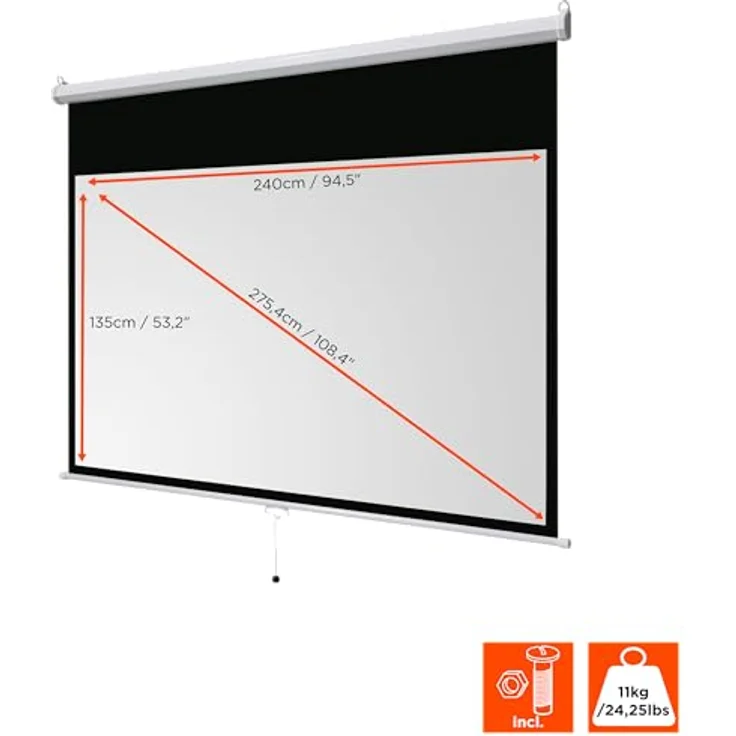 Celexon ivolum Rolloleinwand 240 x 135cm,Leinwand Format 16:9, Heimkino Leinwand, Beamerleinwand,3D – Bild 2