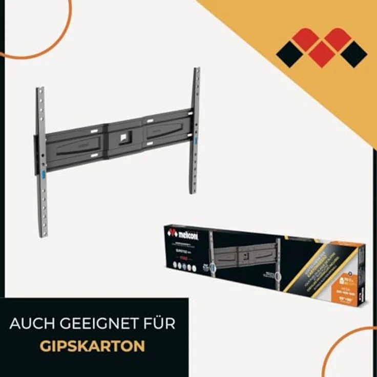 Meliconi Slimstyle Plus 600 S, Feste TV-Wandhalterung, für 50-86 Zoll TVs, Vesa 300-400-600, hergestellt in Italien, weiß – Bild 2