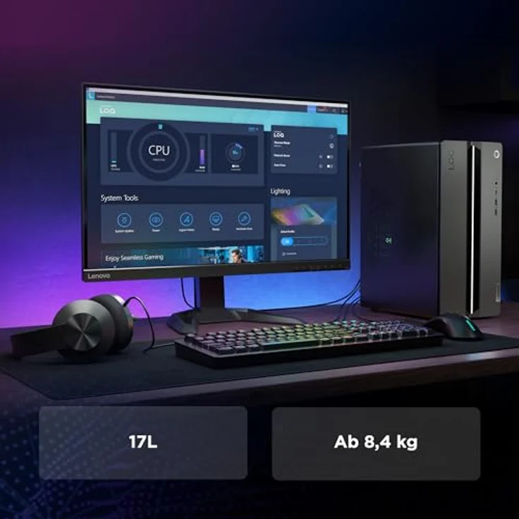 Lenovo LOQ Tower 17IRR9, Desktop-PC mit Intel Core i5, 16 GB RAM, 1 TB SSD, NVIDIA GeForce RTX 5060, Schwarz/Grau – Bild 9