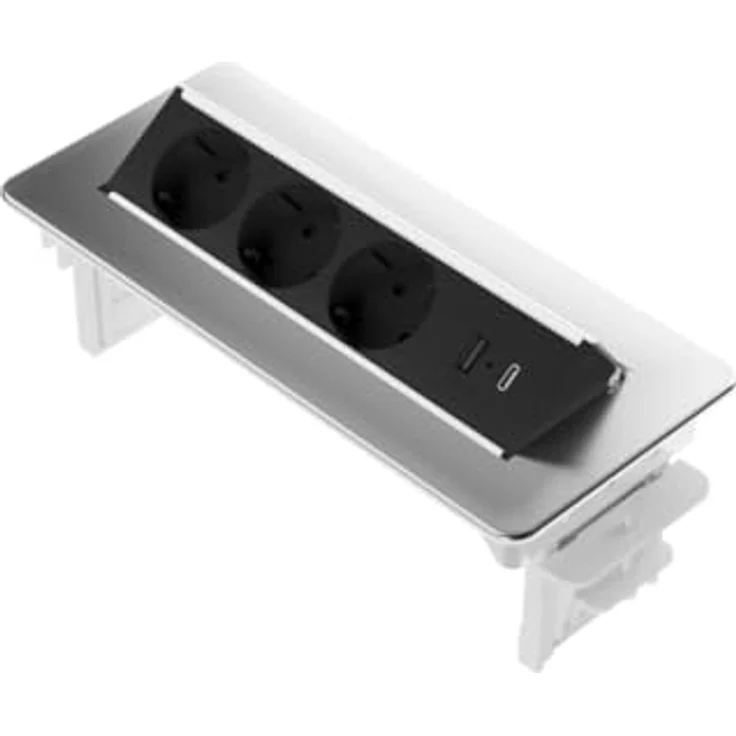 kalb | 3er Flipup-Mehrfachsteckdose Voltaris mit USB A/C, Steckdosenleiste 230VAC 16A, Tischanschlussfeld für Möbel, Einbau-Steckdose mit USB Ports, Versenkbare Mehrfachsteckdose, EU-Schutzkontaktsteckt, Material für Möbel – Bild 4