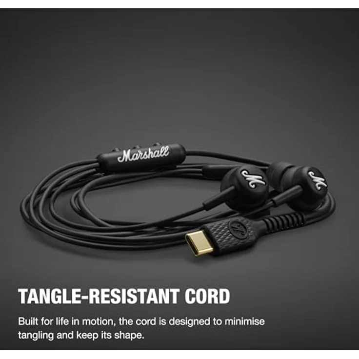 Marshall Mode USB-C In-Ear-Kopfhörer mit integriertem Mikrofon und Fernbedienung für Anrufe und Musik, schwarz – Bild 4