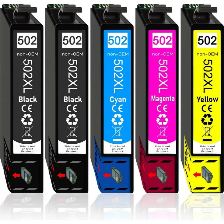 Druckerparadies 5er Pack Druckerpatronen 502 502XL für Epson WF-2860, hohe Reichweite und brillante Farben, bunt