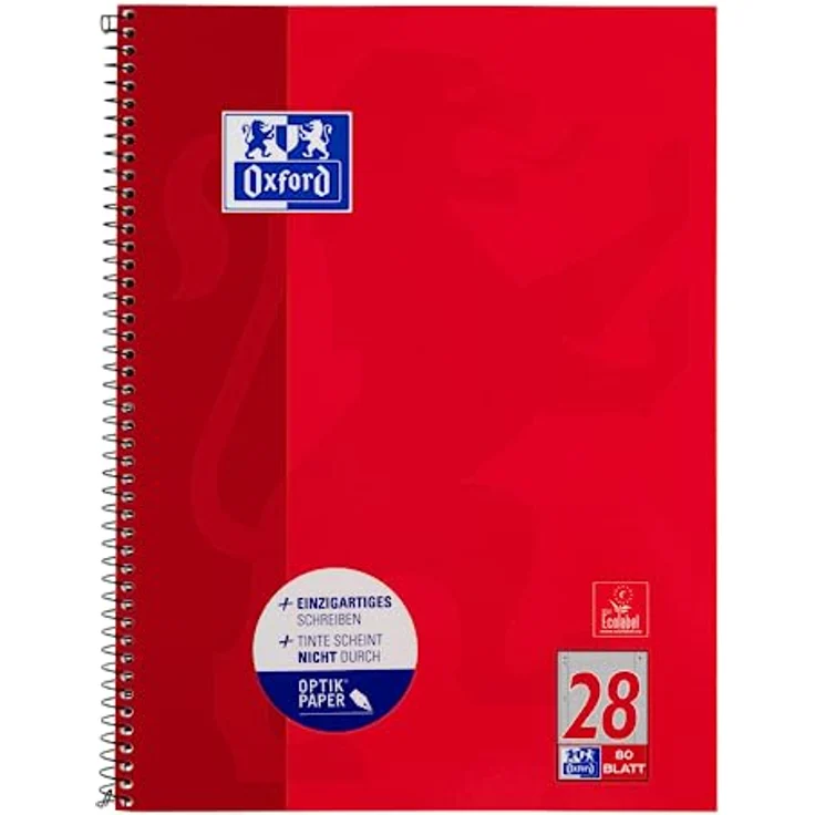 Oxford Collegeblock 384408038, A4, Innen- und Außenrand, 90 g/m², 80 Blatt, kariert – Bild 1