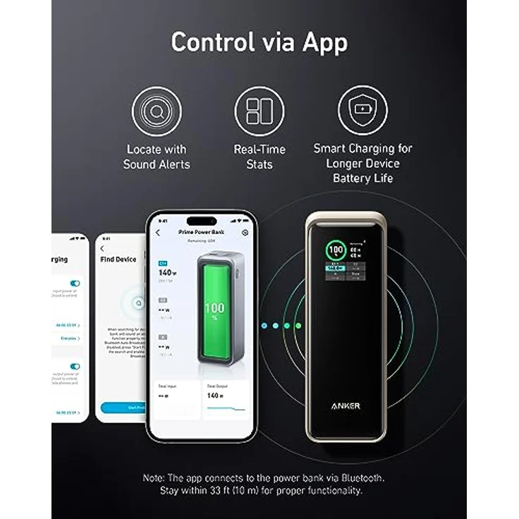 Anker Prime Powerbank, 27.650mAh (250W) 3-Port Powerbank, Kompatibel mit MacBook Pro/Air, iPhone 15/14 Serie, Galaxy, Dell, AirPods, und mehr, Intuitive Smart App, 170W Aufladen per USB-C (Gold) – Bild 3