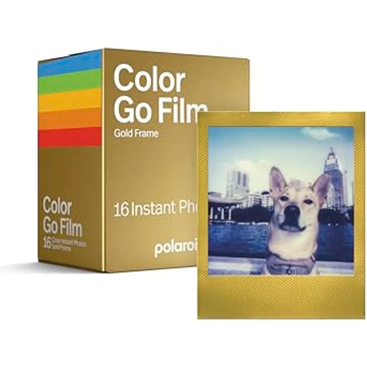 Polaroid Go Farbfilm – Goldrahmen Doppelpack mit 16 farbigen Sofortfotos, kompatibel mit Polaroid Go-Kamera – Bild 1