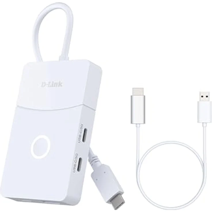D-Link DUP-501 USB-Hub, 5 Port USB 3.2 Gen1 mit 5 GBit/s und Wireless HDMI, Weiß – Bild 1