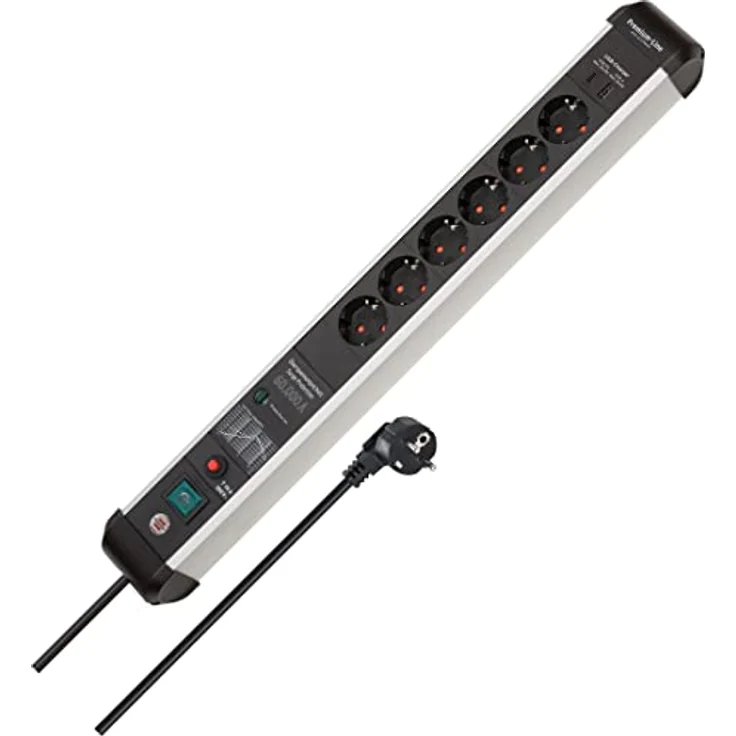 Brennenstuhl Premium-Protect-Line Steckdosenleiste 6-fach mit USB Power-Delivery Typ C und Überspannungsschutz (Mehrfachsteckdose mit Schalter, USB Power-Delivery Typ C und USB 3.0 A, Made in Germany) – Bild 1