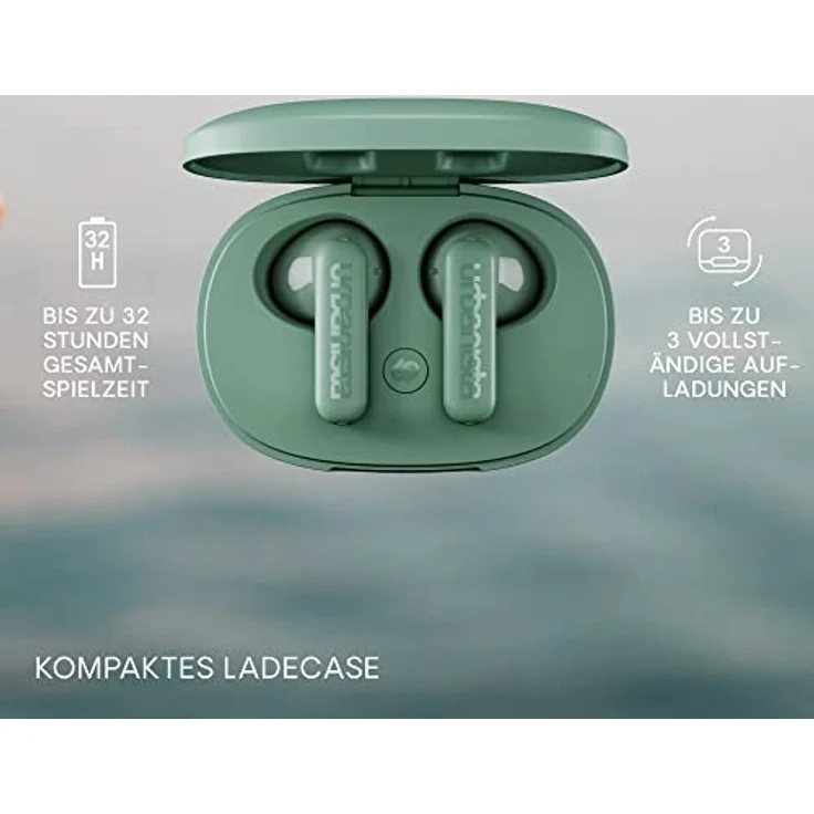 Urbanista Copenhagen True Wireless In Ear Kopfhörer Bluetooth 5.2, Touch-Bedienung Earbuds & Noise Cancelling Mikrofon, 32 Std. Spielzeit, USB C Ladecase, IPX4 Wasserabweisend, Salbeigrün – Bild 5