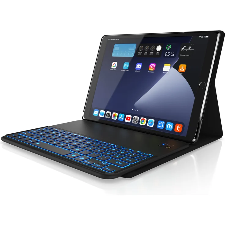 Aplic Tablet-Tastatur (Kunstledercase für iPad Pro 10,5", Bluetooth Keyboard mit Apple Layout) - 7-Farben Tastaturbeleuchtung, 24 Stunden Dauerbetrieb, Schwarz