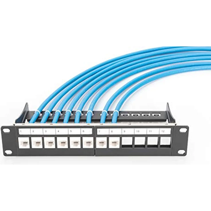 Digitus Modular Patch Panel, geschirmt, 12-Port Blank,1HE,254mm (10'') Rack Mount,schwarz RAL 9005 (DN-91420) – Bild 4