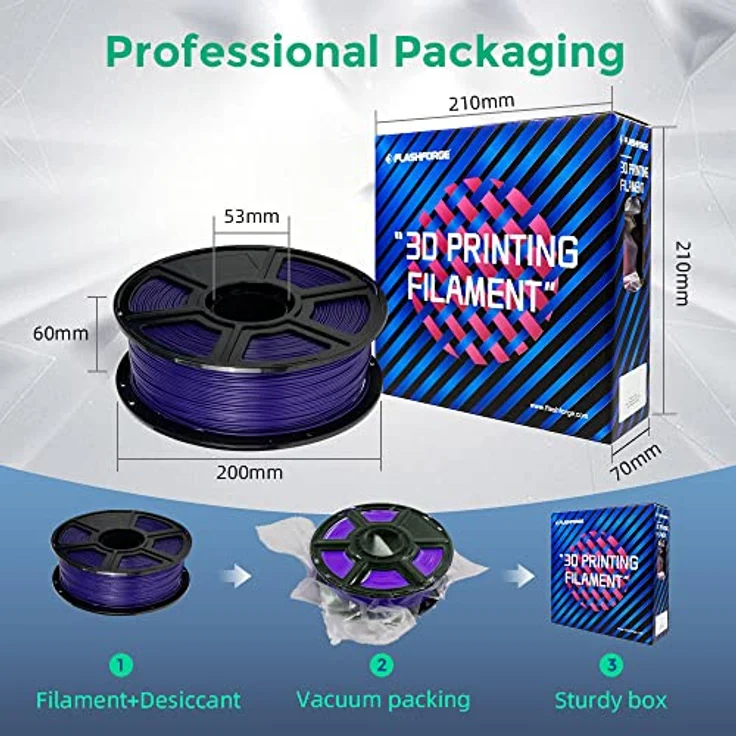 FLASHFORGE ABS PRO 3D-Drucker-Filament, Robustes und Hitzebeständiges Material, 1kg Spule (Lila), Maßgenauigkeit +/- 0,02 mm, Verstopfungsfrei und Blasenfrei – Bild 5