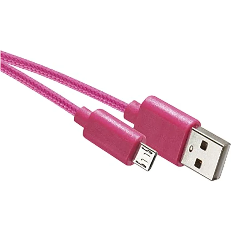 EMOS micro-USB Schnellladekabel auf USB-A 2.0, 480 Mbit/s Ladekabel Typ A auf micro-B für Schnelladen und Datenübertragung, 1 m, rosa