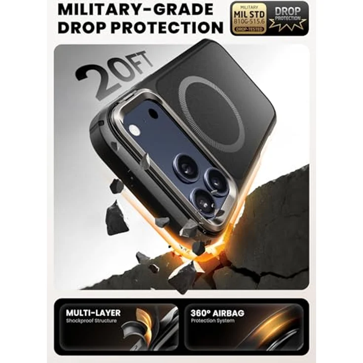 i-Blason iPhone 17 Pro Hülle MagSafe mit Ständer, 9H Displayschutz, Kamera-Steuertaste, robustes Bumper Case, magnetische Schutzhülle, 6,3 Zoll, Schwarz – Bild 3