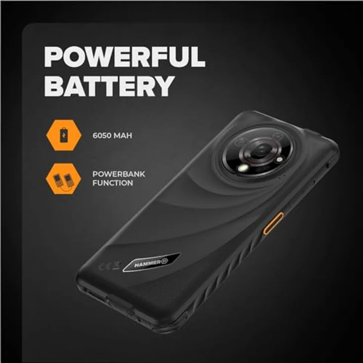 Hammer H Iron 6 5G, Robustsmartphone mit 8 GB RAM, 256 GB Speicher, 64 MP Kamera, IP69, MIL-STD-810H, Schwarz – Bild 3