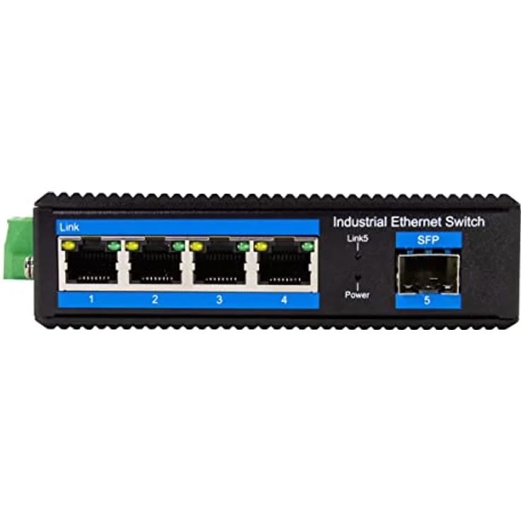 LogiLink Industrie Gigabit Ethernet Switch, 4-Port 1000 Mbit/s + 1-Port SFP (für Glasfaser Backbone) – Bild 2