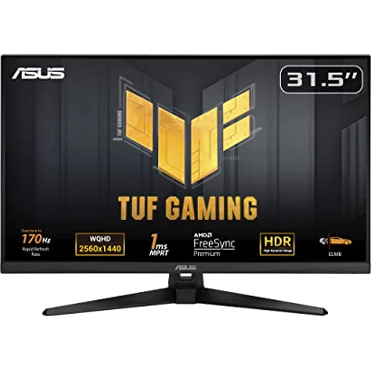 ASUS TUF Gaming VG32AQL1A - 31,5 Zoll WQHD Monitor - 170 Hz, 1ms GtG, FreeSync Premium & G-Sync kompatibel, DisplayHDR 400 - Fast IPS Panel, 16:9, 2560x1440, DP, HDMI, USB, ergonomisch, Speaker - schwarz