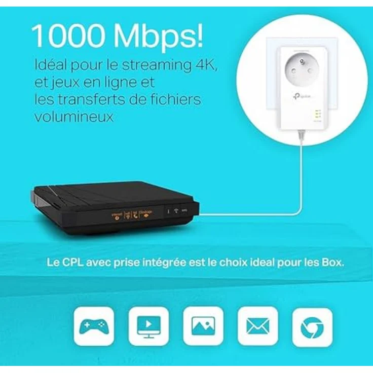 TP-Link TL-PA7017P Kit, Powerline-Adapter mit 1000 Mbit/s und AC-Passthrough, Weiss – Bild 2
