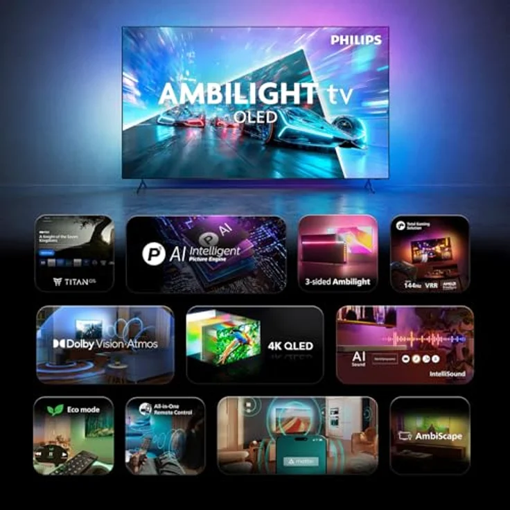 PHILIPS Ambilight TV 55OLED761/12, 55 Zoll OLED Smart TV mit UHD 4K und Ambilight Technologie – Bild 4