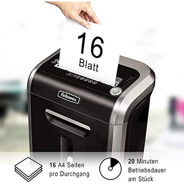 Fellowes Aktenvernichter 79Ci Partikelschnitt (P-4), 16 Blatt, für 1-3 Nutzer im Büro oder Home Office, 100% Staufrei, sehr leise (Datenschutz-Grundverordnung (DSGVO)) – Bild 3