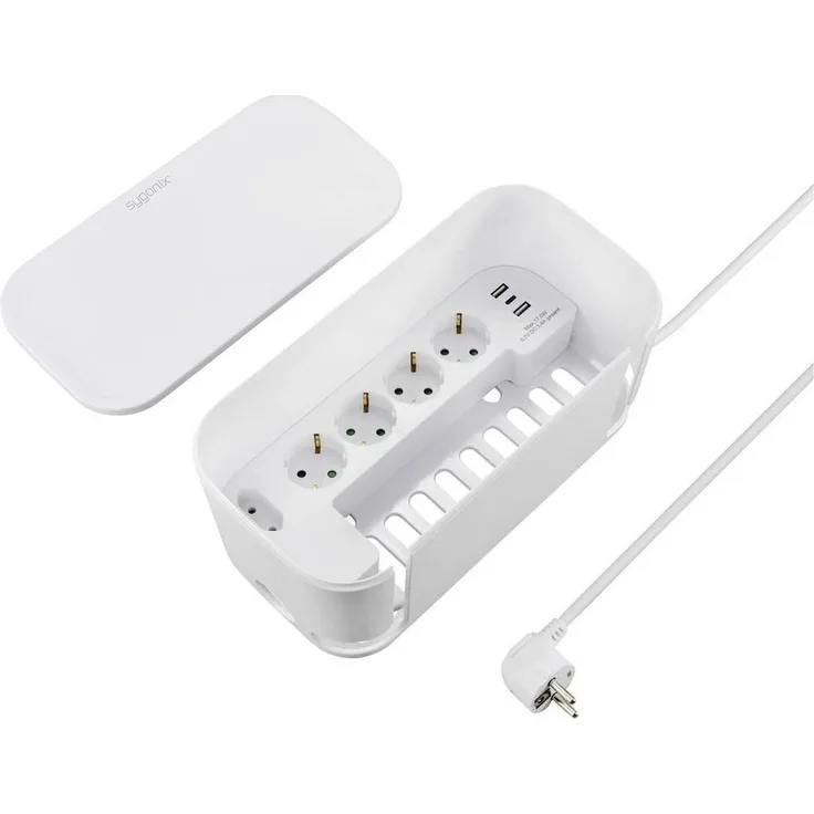 Sygonix Kabelbox WS mit 5fach Steckdosenleiste, erhöhter Berührungsschutz, mit USB, mit USB-C®