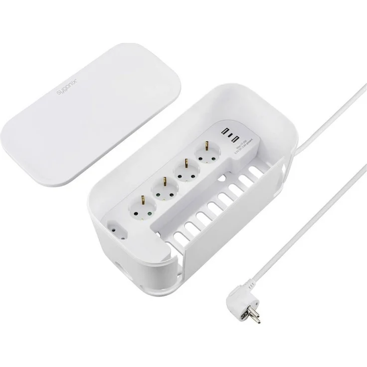 Sygonix Kabelbox WS mit 5fach Steckdosenleiste, erhöhter Berührungsschutz, mit USB, mit USB-C® – Bild 1