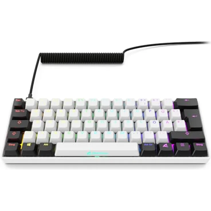 Sharkoon SKILLER SGK50 S4 Gen2, kompakte Gaming-Tastatur mit Gateron Yellow Switches und ergonomischem Design, weiss – Bild 3