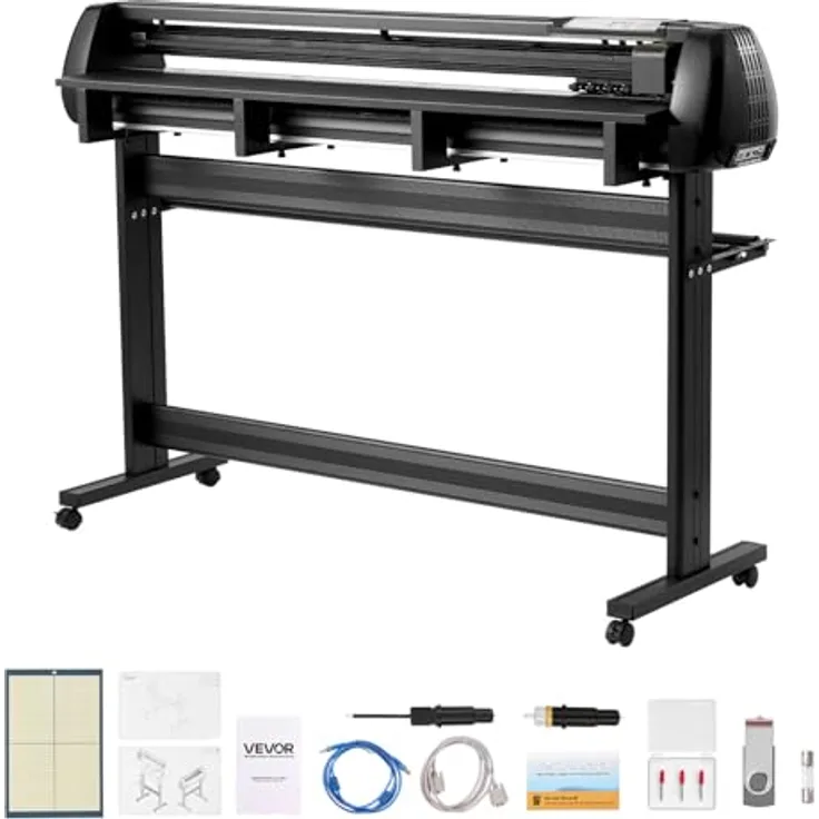 VEVOR Vinylschneidemaschine 135 cm, Doppelklingen mit LED-Anzeige, Plottermaschine inklusive Signmaster-Software, kompatibel mit Windows und macOS