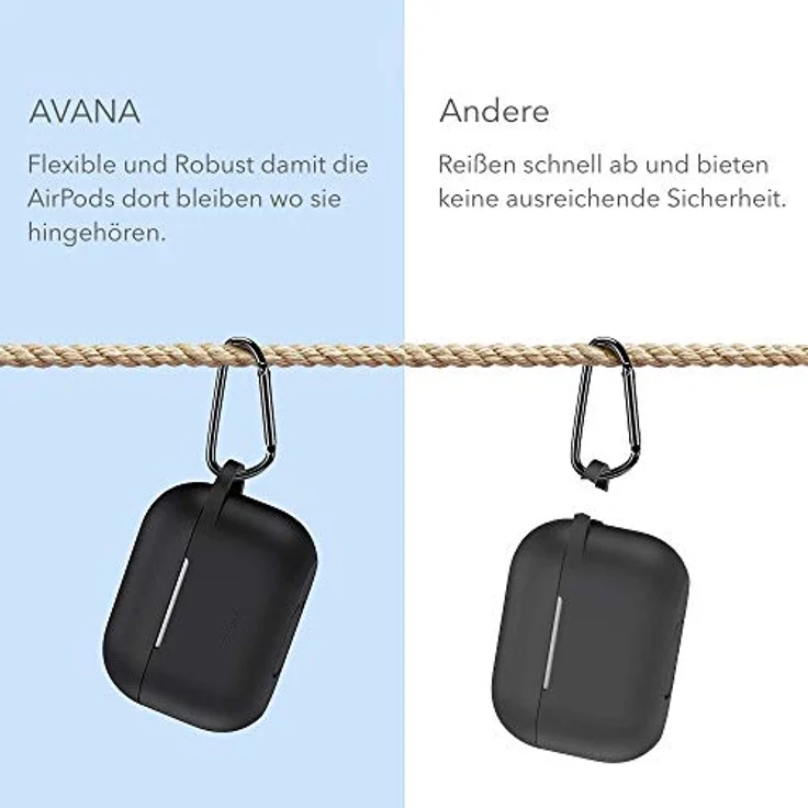 AVANA Apple AirPods Pro Schutzhülle 360° Silikon Case Schwarz, Ladecase Tasche, Robust & Flexibel – Bild 6