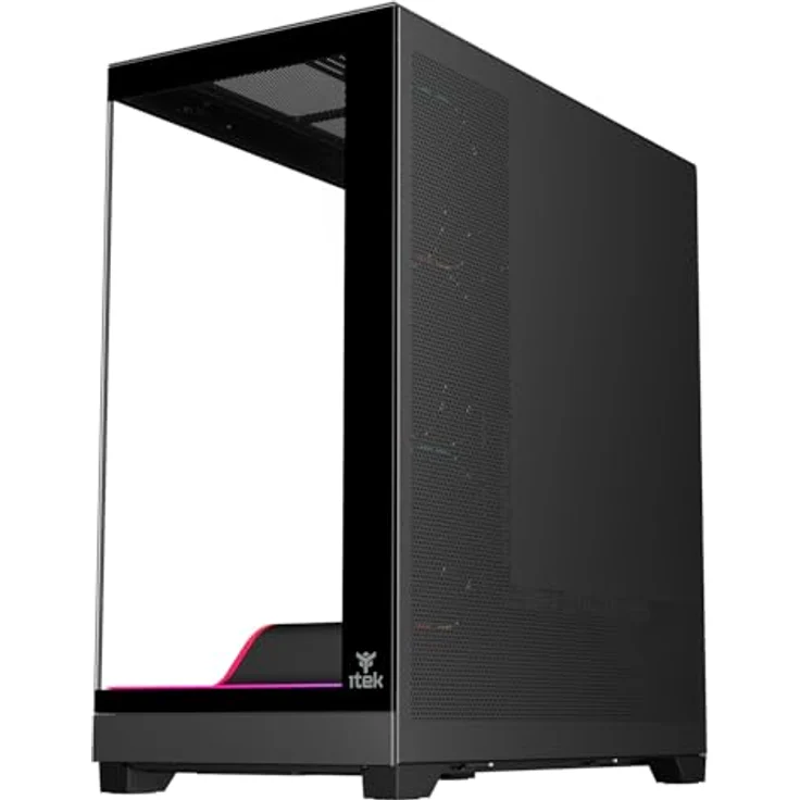 iTek SHOWBUI WAVE 82B, Tower PC-Gehäuse, Schwarz, ATX/ITX/micro ATX, Gaming, mit RGB-Beleuchtung in Blau, Grün und Rot, gehärtetes Glas, verbessertes Kabelmanagement – Bild 7