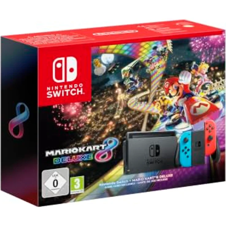 NINTENDO Switch Neon-Rot / Neon-Blau, Spielekonsole mit Mario Kart 8 – Bild 1