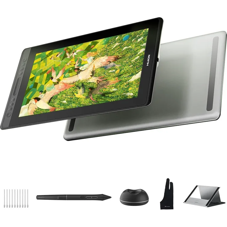 HUION Kamvas Pro 16 V2 Grafiktablett mit Display, 15,6 Zoll, Volllaminiertes AG-Glas, PenTech 4.0, 16384 Stiftdruck, Smart Touch Bar und 6 Tasten