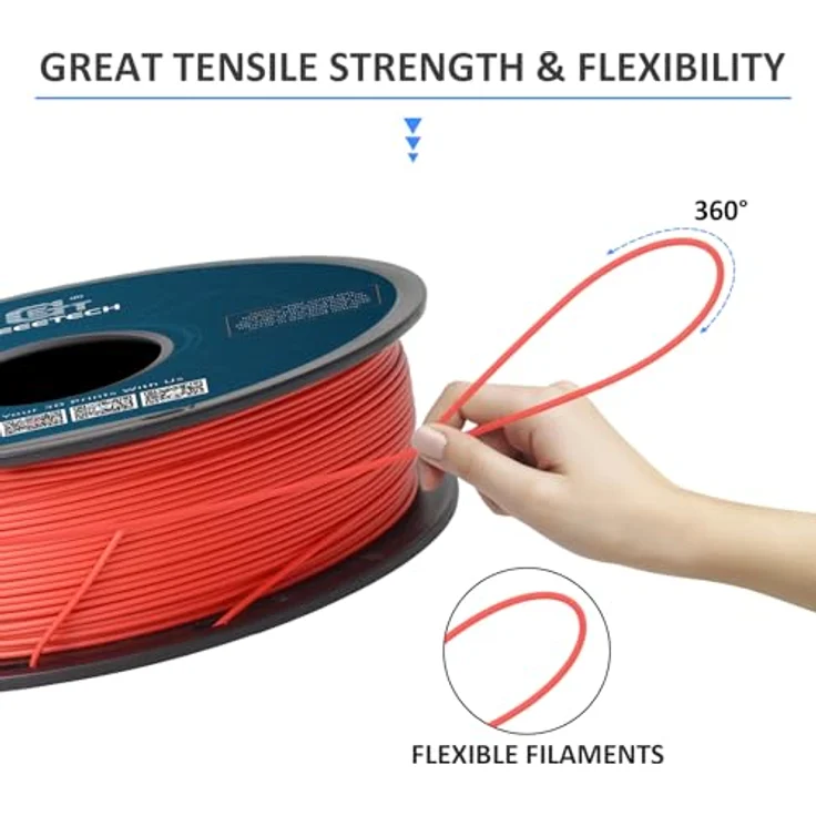 GEEETECH PLA Filament neue Rot, 1.75mm, 2x1kg Spule, umweltfreundlich, Vakuumverpackt, Drucktemperatur 190-220℃ – Bild 3