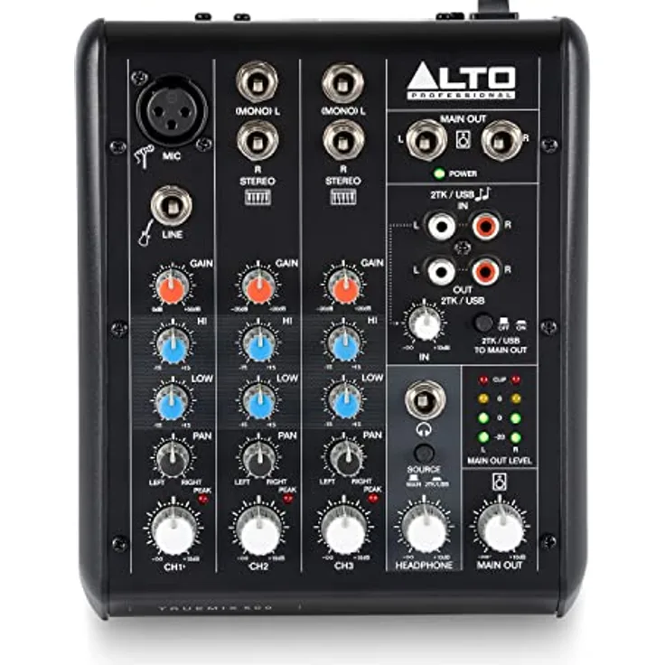 Alto TrueMix 500 Mischpult mit XLR Mic In und USB Audio Interface für Podcasting, Live Performance, Streaming, Recording, DJ - Mac & PC