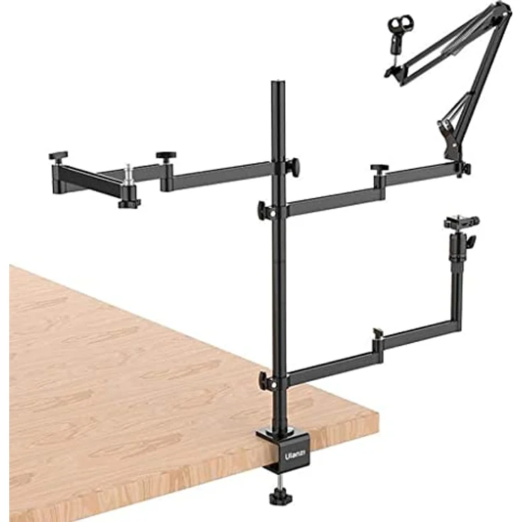 Ulanzi Broadcast Desktop Stand mit 3 Armen, stabil für Livestreaming und Videoproduktion – Bild 1