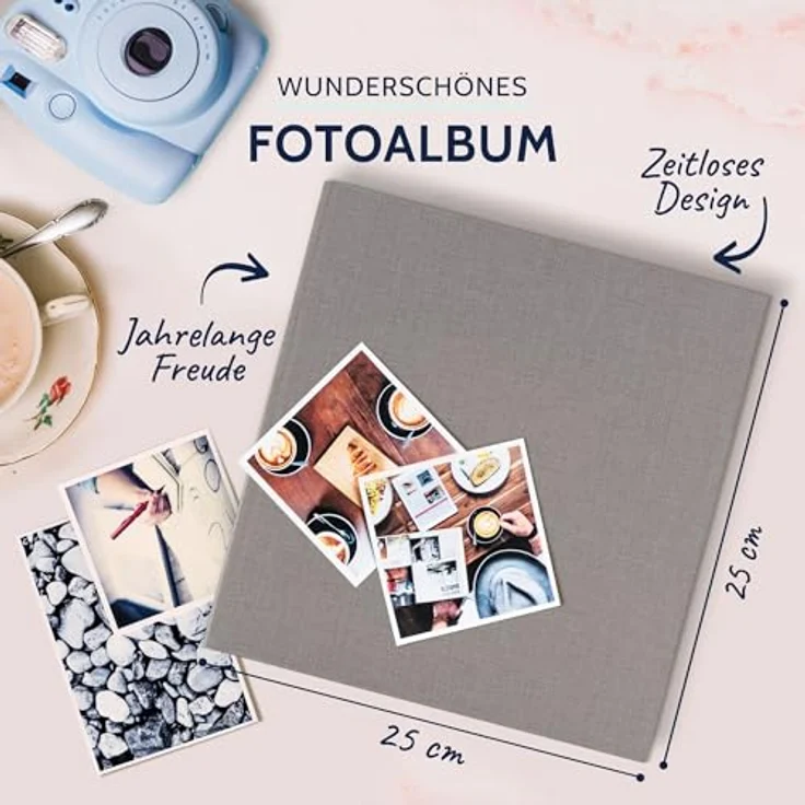 goldbuch Fotoalbum Summertime Trend 2, Fotobuch mit 60 weißen Seiten mit Pergamin Trennblätter, Erinnerungsalbum mit Leinen Einband, Foto Album zum Einkleben, 24606, grau, 25 x 25 x 4 cm - Preisvergleich – Bild 2