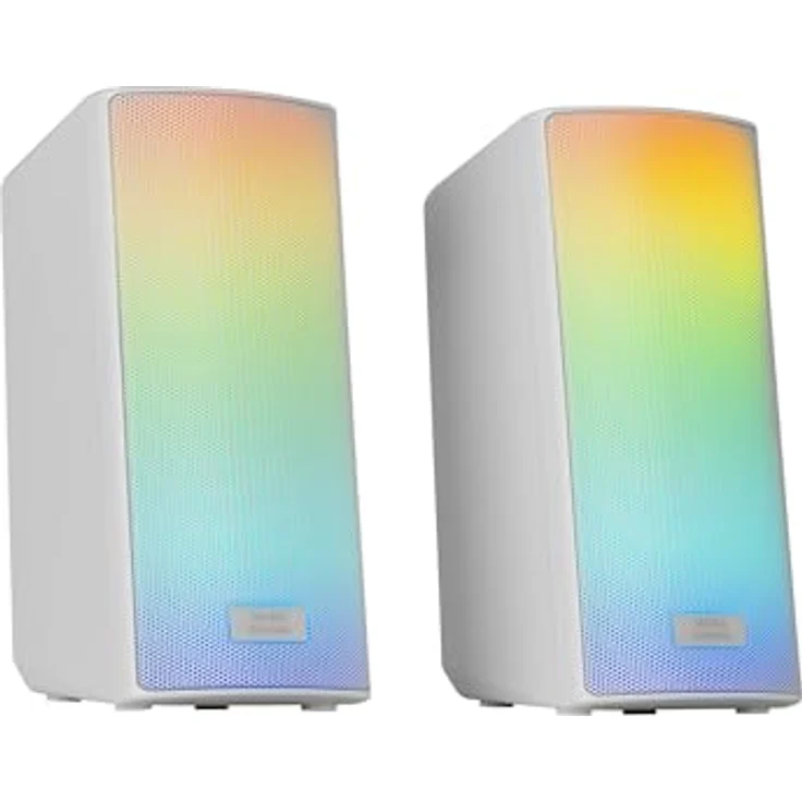Mars Gaming MSRGB2, Bluetooth 5.3 Lautsprecher mit DSP Soundprozessor, 15W Leistung, dynamischer RGB-Beleuchtung, Full Mesh Front, kompakt, weiß, mit 3,5 mm Klinkenanschluss und USB-Anschluss – Bild 1