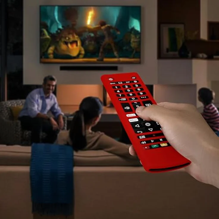 kwmobile Smart TV AKB Hülle Universal-Fernbedienung, Silikon Case, rot – Bild 5