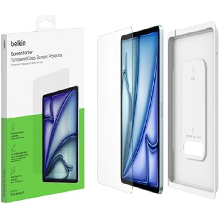 Belkin ScreenForce TemperedGlass Displayschutzfolie für iPad Air, 11", 9H Härtegrad, kratzfest, dünn, kristallklar, einfach anzubringen, kompatibel mit Hüllen und Apple Pencil – Bild 1