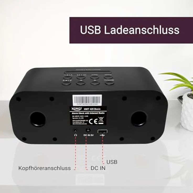 Xoro HMT 425 Basic, Digitales WLAN Internet Radio mit 2.8" Farbdisplay, USB Mediaplayer, FM/DAB+ Simulation und Weckerfunktion – Bild 3