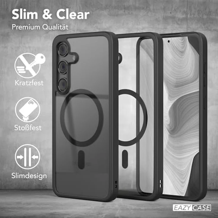 EAZY CASE Hülle für Galaxy S24 FE, Ultra Aufprallschutz, Qi Charging, stoßfest und kratzfest, klare Silikon Cover mit Kameraschutz, schwarz – Bild 5