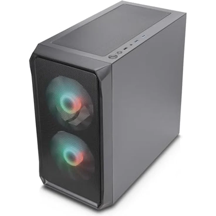 Silentware Air 10 Black, kompaktes mATX PC-Gehäuse mit Mesh-Front, gehärtetem Glas-Seitenfenster und 2x 140mm A-RGB Lüftern – Bild 3