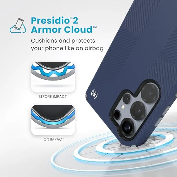 Speck Samsung Galaxy S25 Ultra Hülle – Magnet-Hülle mit 3,5 m Fallschutz, rutschfeste Griffe und verbesserte Tasten – Presidio 2 Grip – Bild 4