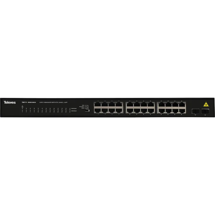 Televes SWUM100024, Netzwerk Switch mit 24x Gb Ethernet Steckplätzen + 2 SFP Steckplätzen, von Televes
