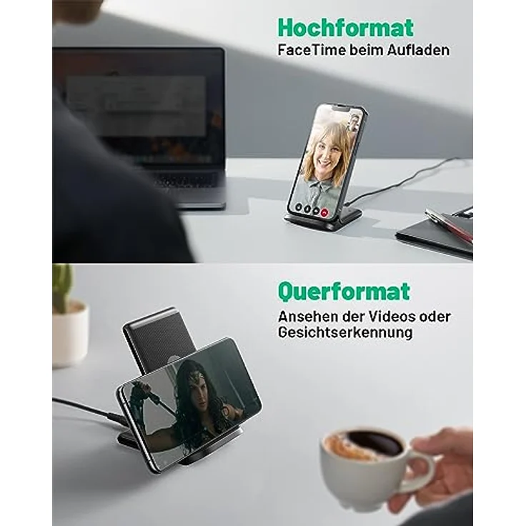 INIU Wireless Charger Stand, 15W Induktive Ladestation Schnelles Kabelloses Ladegerät Handy Ständer handyhalterung für iPhone 14 13 12 Pro Mini Max Xr Xs Samsung Galaxy S23 S22 S21 S20 Google Pixel LG – Bild 4