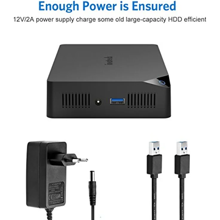 Inateck Festplattengehäuse 3.5 USB 3.0, Externes HDD Gehäuse für 2,5”/ 3,5” SATA HDD und SSD, Unterstützt UASP und maximal 20 TB Laufwerke, 12 V/ 2A Netzteil – Bild 5