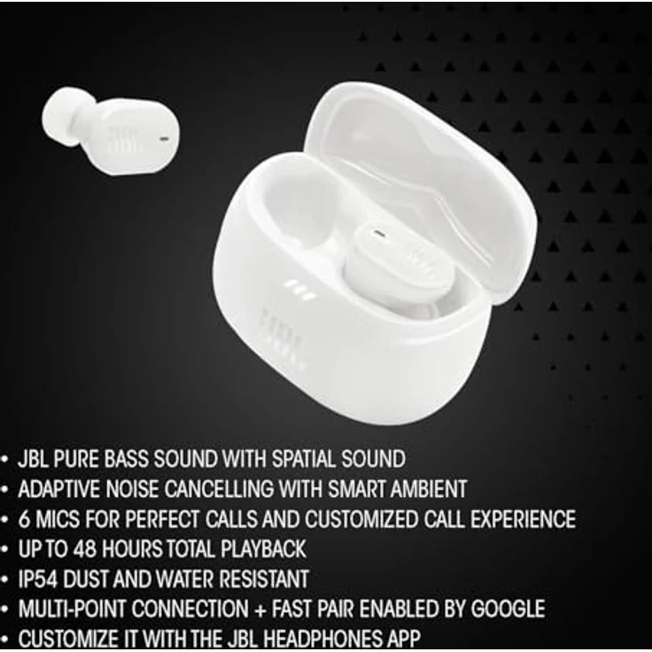 JBL TUNE BUDS 2 wireless In-Ear-Kopfhörer (Adaptive Noise-Cancelling, A2DP Bluetooth) in Schwarz – Bild 2