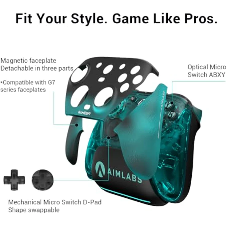 GameSir G7 Pro Aimlabs Controller mit Ladestation, 1000Hz, TMR Joysticks, verstellbare Trigger & 4 programmierbare Tasten, Cyan Design für Xbox Series X|S, Xbox One, Windows 10/11 & Android – Bild 5