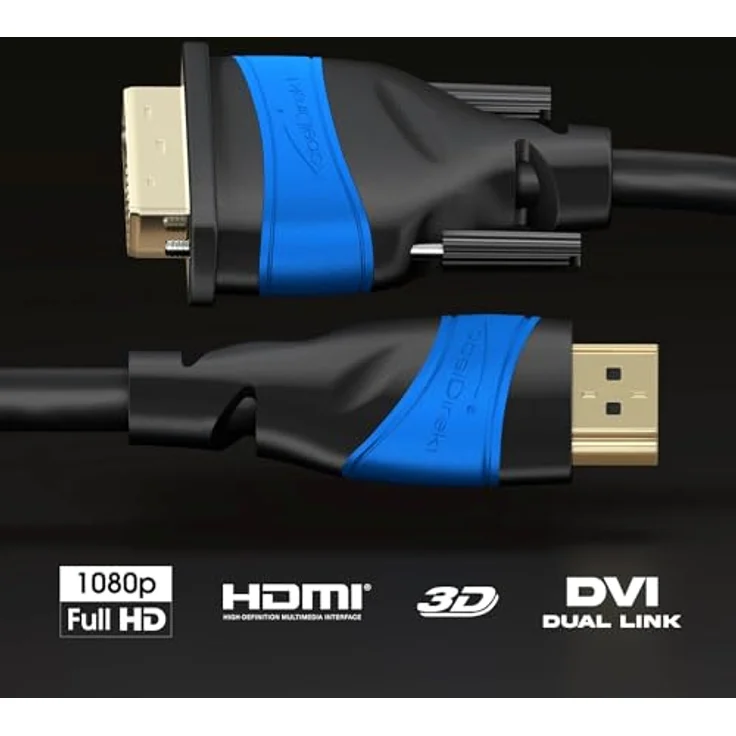 KabelDirekt - HDMI DVI 24+1 Adapterkabel - 0,5m - (DVI-D zu HDMI, 1080p Full HD 3D Highspeed) - TOP Series - Preisvergleich – Bild 2