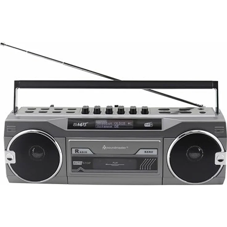 Soundmaster DAB+/FM Retro Radiokassettenrekorder SRR80TI, USB/SD, BT, Tragbares Radio mit Bluetooth, Silberfarben – Bild 2